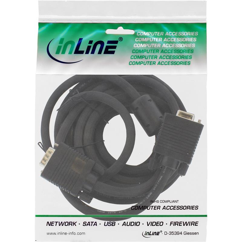 InLine S-VGA kabel zwart 15HD M M 10m