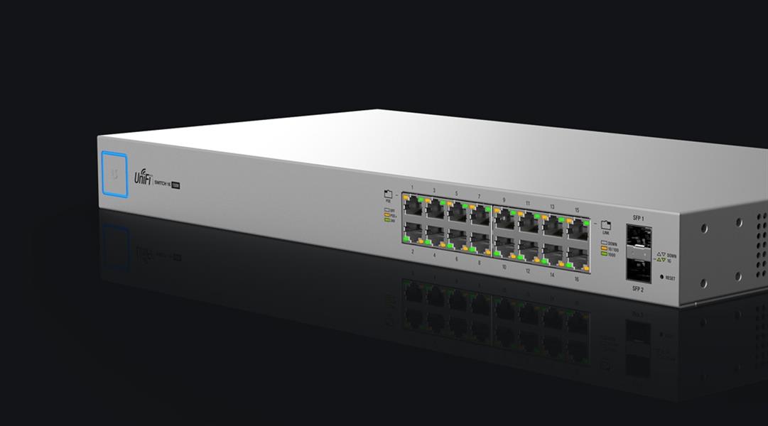 Ubiquiti Switch UniFi 16xRJ45 GBit/2xSFP Managed PoE+ (150W) 19 Rack-Mountable