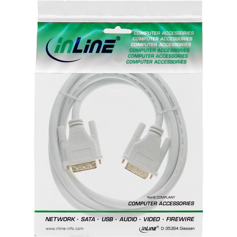 InLine DVI-D kabel 24 1 M M Dual Link wit goud 2m