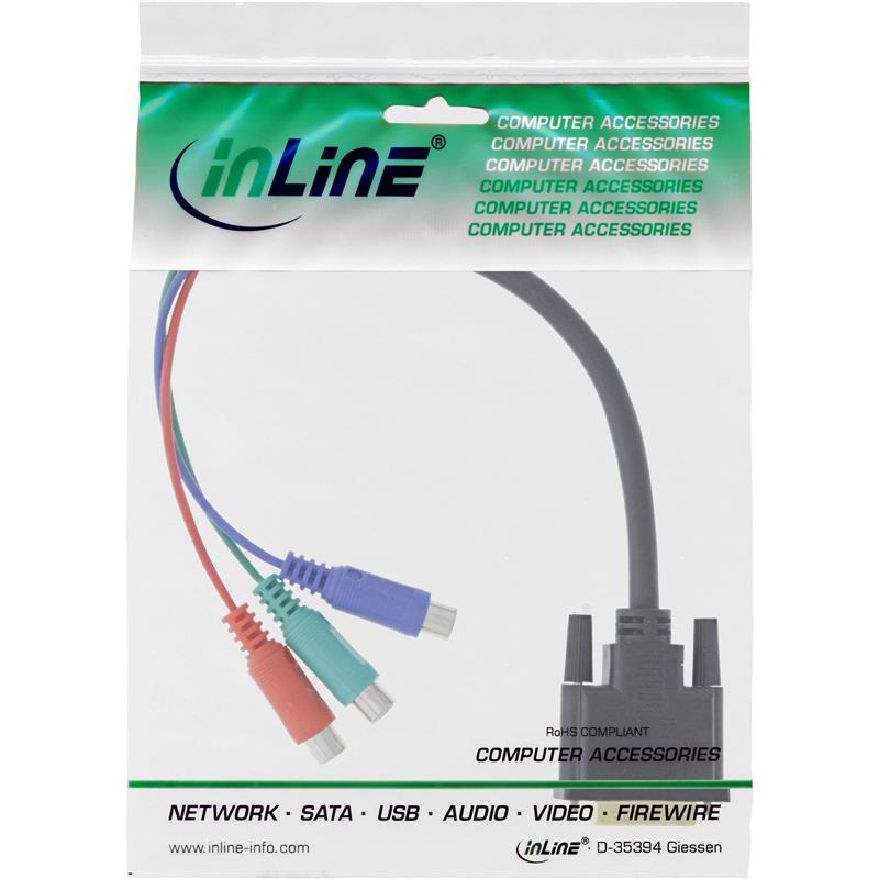 InLine DVI-I kabel 24 5 Male naar 3x Tulp contraplug RGB 0 15m