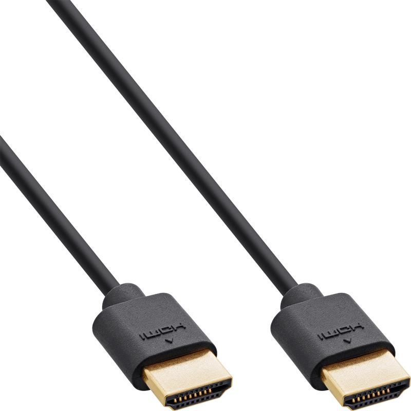 InLine Slim Ultra High Speed HDMI Cable M M 8K4K gold plated black 0 5m