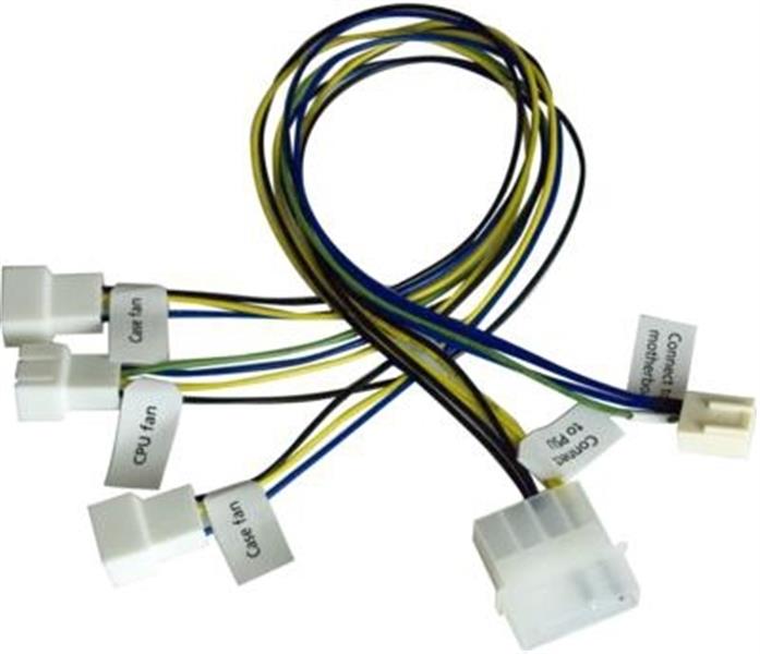 Akasa PWM naar 3 PWM splitter met extra molex voeding *MOLEXM *FANM