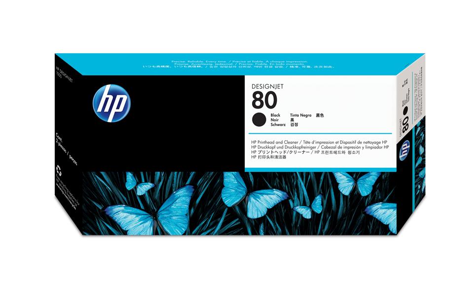 HP 80 zwarte DesignJet printkop en printkopreiniger