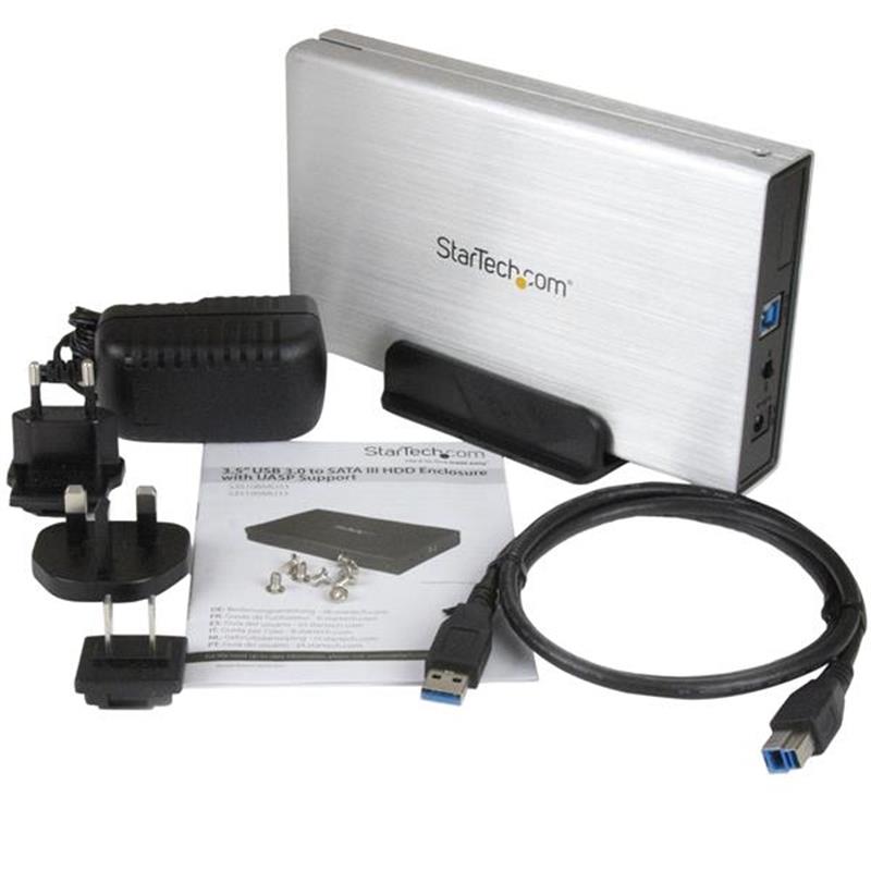 StarTech.com 3,5 inch zilveren USB 3.0 externe SATA III SSD harde-schijfbehuizing met UASP draagbare externe HDD