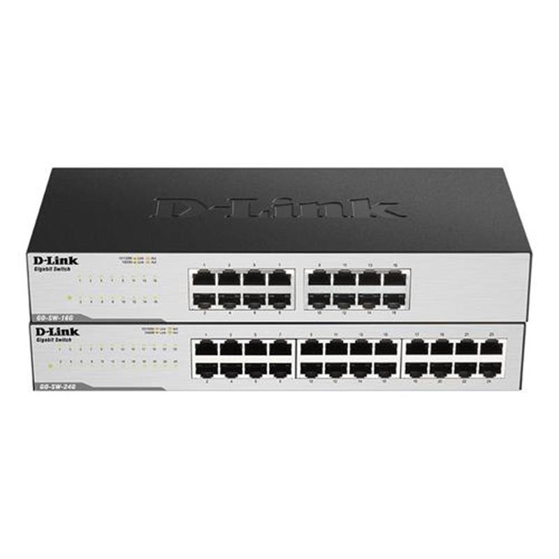 D-Link GO-SW-16G Unmanaged L2 Gigabit Ethernet (10/100/1000) Zwart