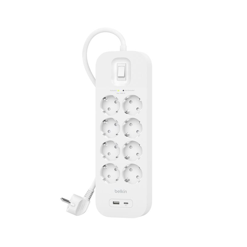 Belkin SRB003VF2M Overspanningsbeveiliging Wit 8 AC-uitgang(en) 2 m