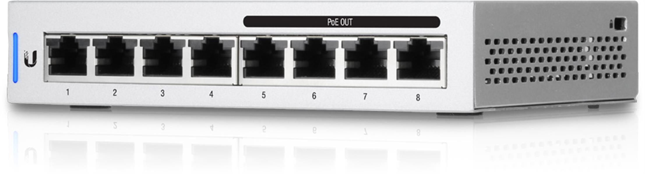 Ubiquiti Switch UniFi 8xRJ45 GBit Managed PoE+ (60W) Fanless