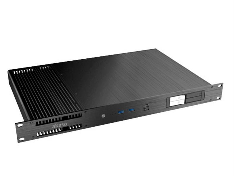 Akasa 1U Galileo TU Fanless Slim Thin Mini ITX Case 2 x 2 5 Removable SSD HDD and PCIe slot support