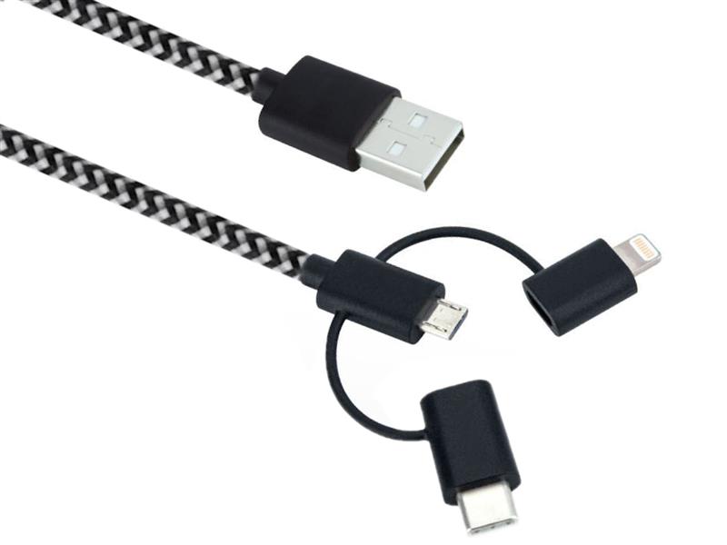 Sandberg Lightning+MicroUSB+USB-C 1m