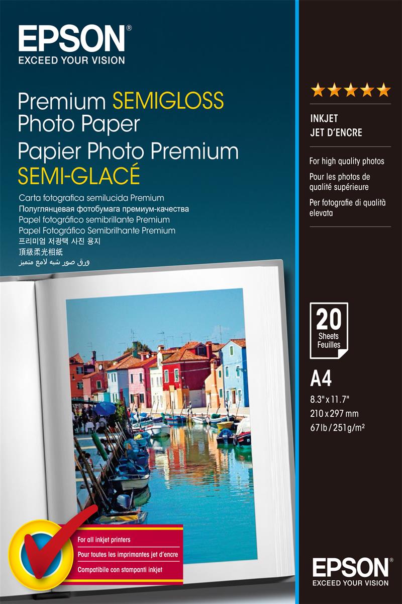 Epson Premium Semi-Gloss Photo Paper - A4 - 20 Vellen