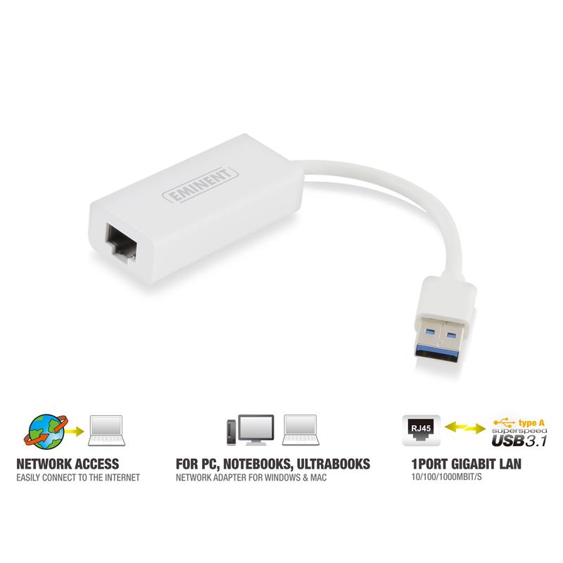 Eminent Gigabit netwerkadapter USB 3 1 Gen1 USB 3 0 