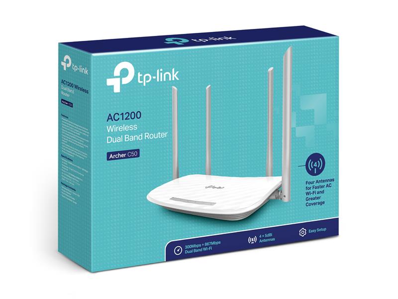 TP-LINK Archer C50 draadloze router Dual-band (2.4 GHz / 5 GHz) Fast Ethernet Wit