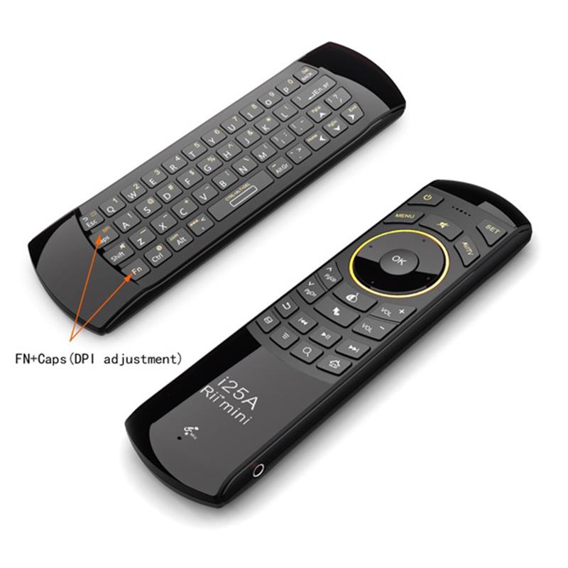 Rii mini i25 Air mouse keyboard 2 4G mini keyboard en Airmouse IR learning 450 mAh accu - USB receiver