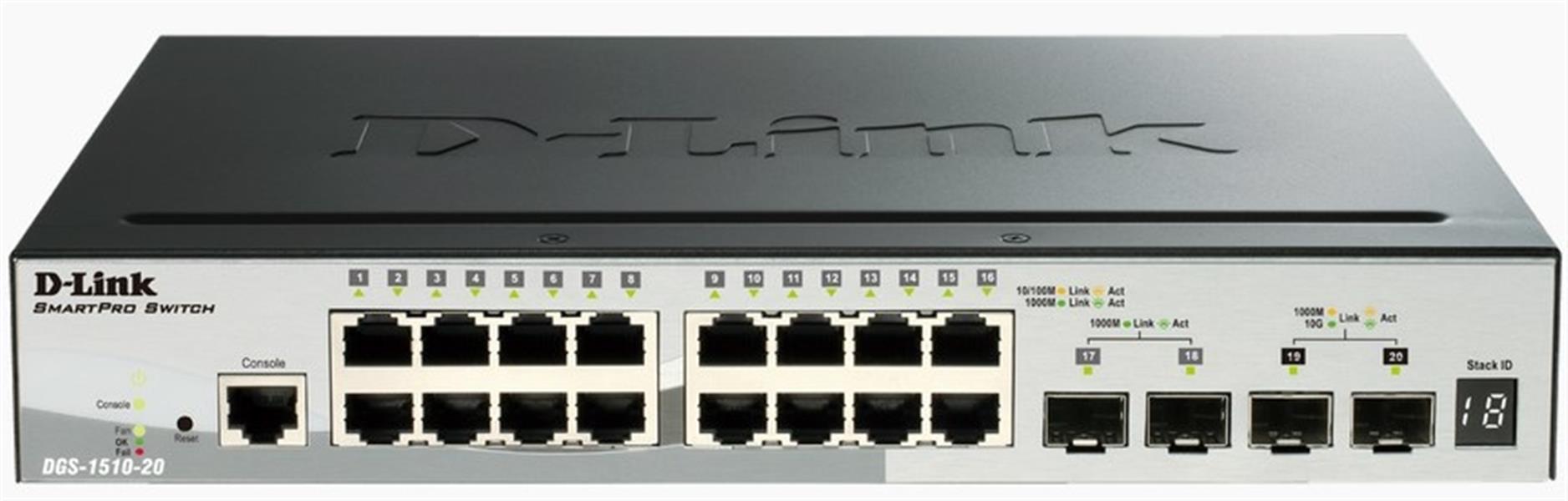 D-Link DGS-1510-20 netwerk-switch Managed L3 Gigabit Ethernet (10/100/1000) Zwart