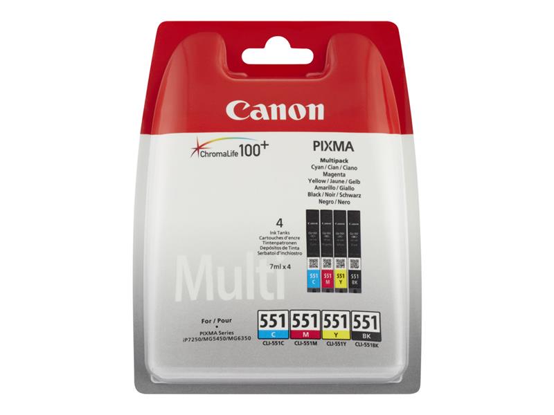 Canon CLI-551 inktcartridge 4 stuk(s) Origineel Normaal rendement Zwart, Cyaan, Magenta, Geel