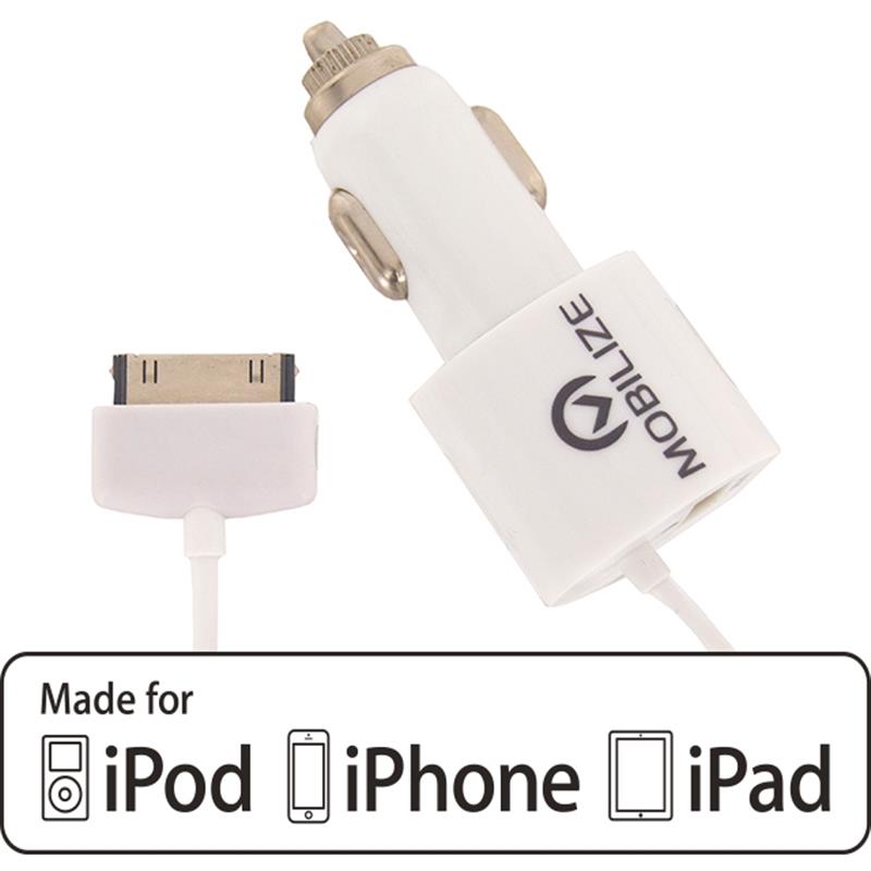 Mobilize Car Charger Apple 30-pin USB 4 2A 20W White