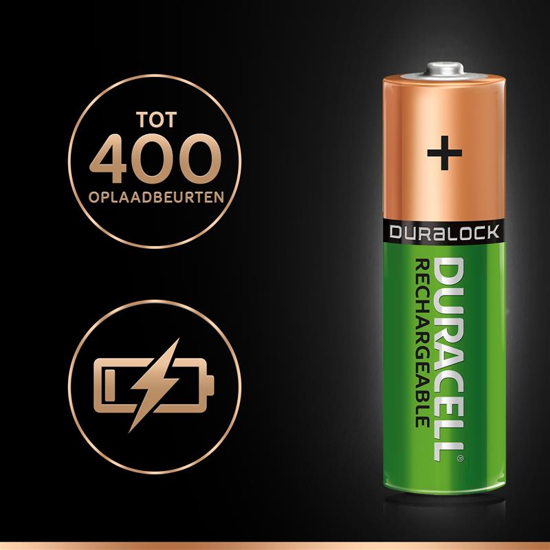 Duracell Recharge Ultra AA-batterijen, verpakking van 4