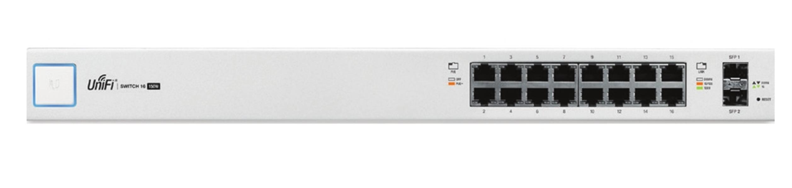 Ubiquiti Switch UniFi 16xRJ45 GBit/2xSFP Managed PoE+ (150W) 19 Rack-Mountable