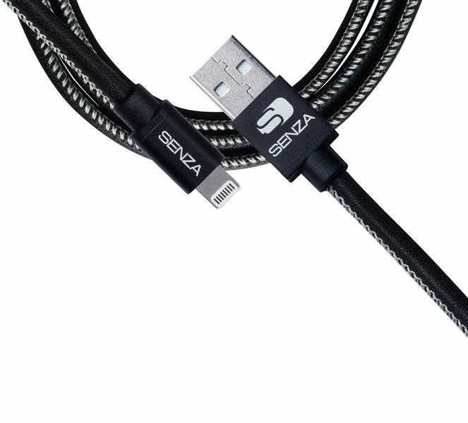 Senza Premium Leather Charge Sync Cable Lightning 1 5m Black
