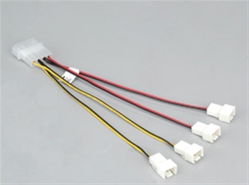 Akasa 4 pin psu molex to 4 * 3 pin fans speed reduction on 2 fans *MOLEXM *FANM