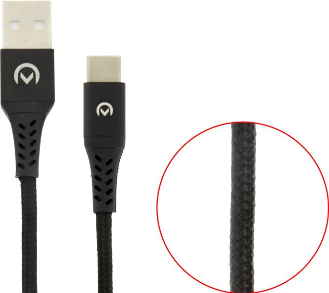 Mobilize Strong Nylon Cable USB to USB-C 2m 15W Black