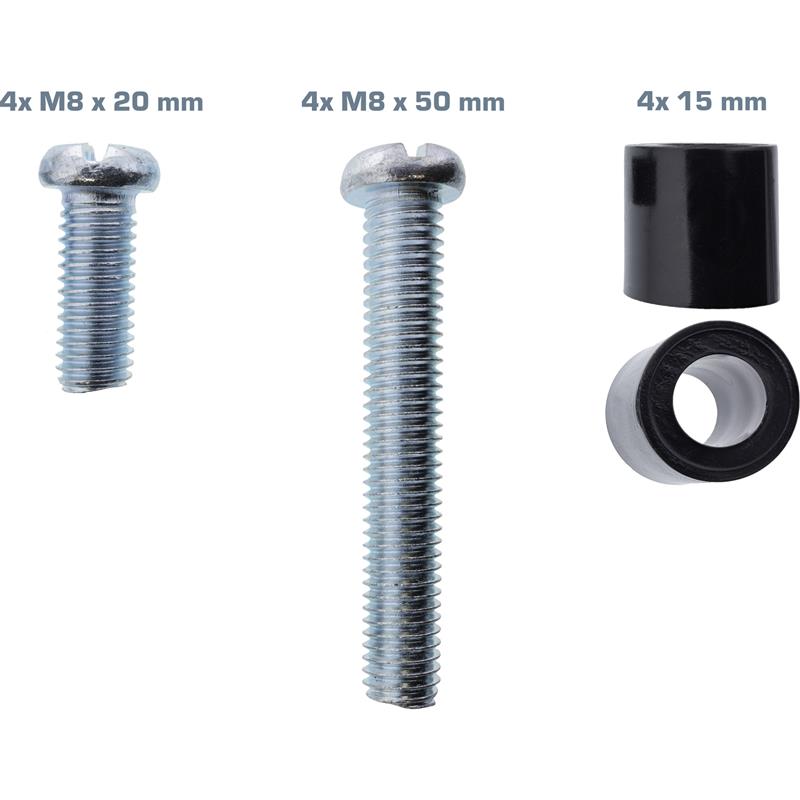 InLine 8pcs Screw set 4x M8x20mm M8x50mm and 4x 15mm spacers for wall mount for Samsung-TV