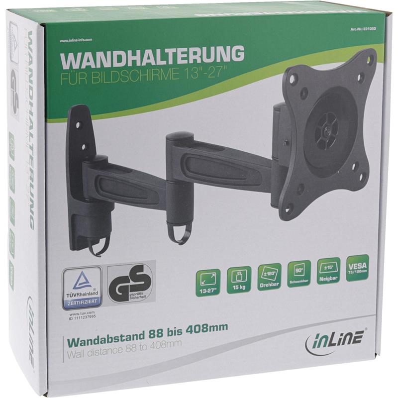 InLine Wall Bracket for TFT up to 68cm 27 max 15kg two-piece arm