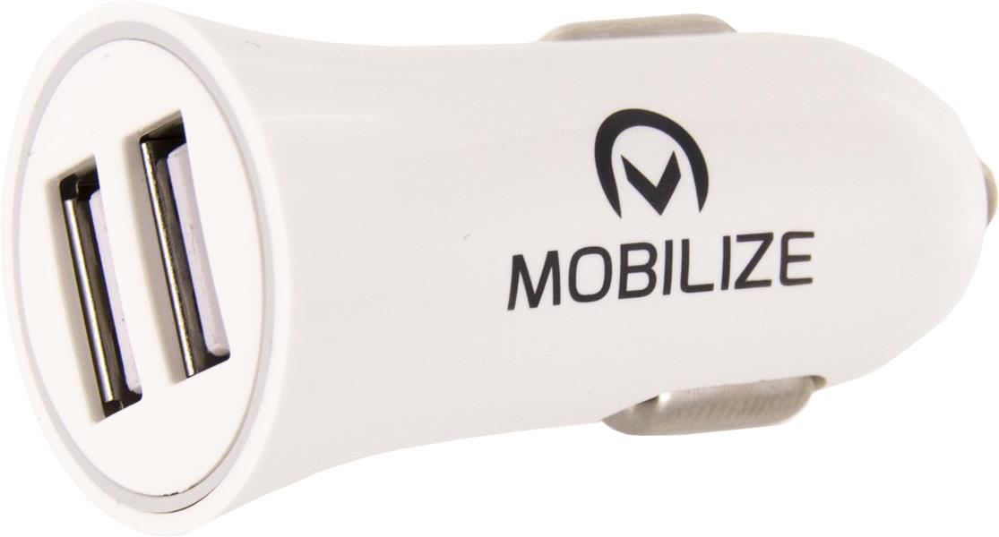 Mobilize Car Charger 2x USB USB to Micro USB Cable 12W 1m White
