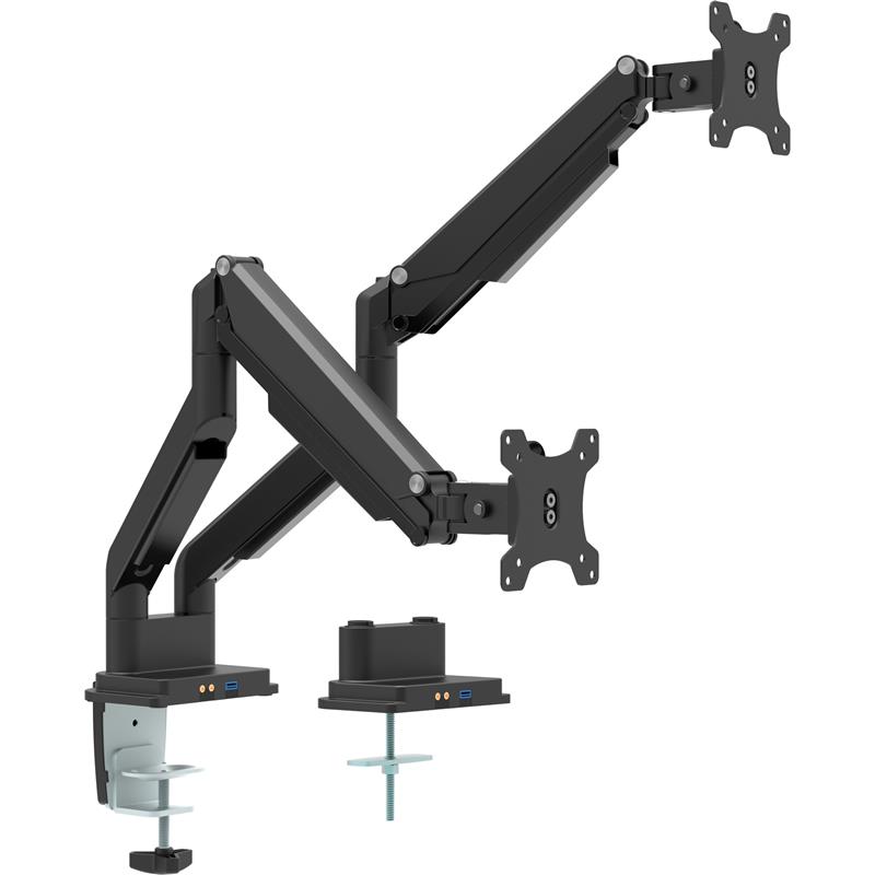 InLine Desktop mount with lifter and USB 3 0 movable for two Displays up to 81cm 32 max 9kg