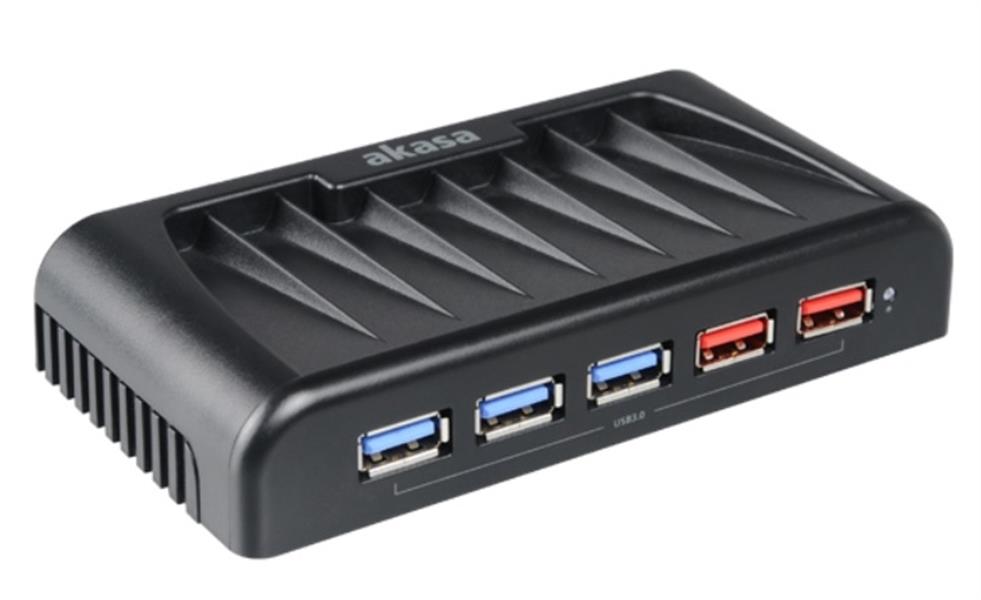 Akasa Connect 7EX 7 port USB 3 0 hub with two fast charging and data ports Power adapter incl 