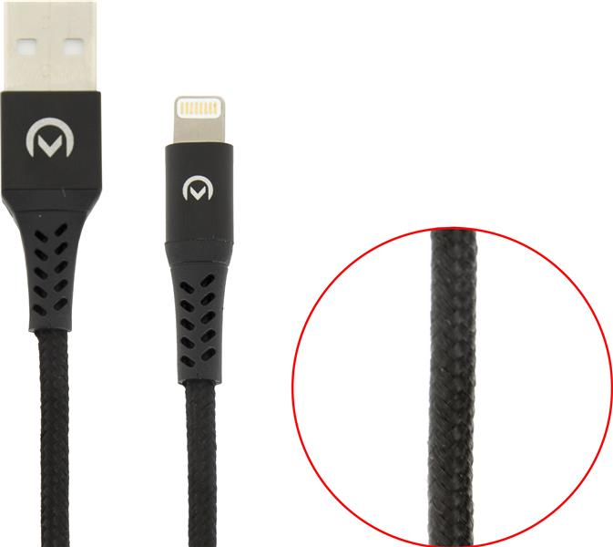 Mobilize Strong Nylon Cable USB to Apple MFi Lightning 1m 12W Black