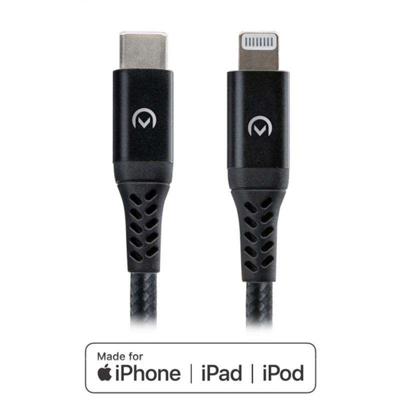 Mobilize Strong Nylon Cable USB-C to MFi Lightning 2m Black