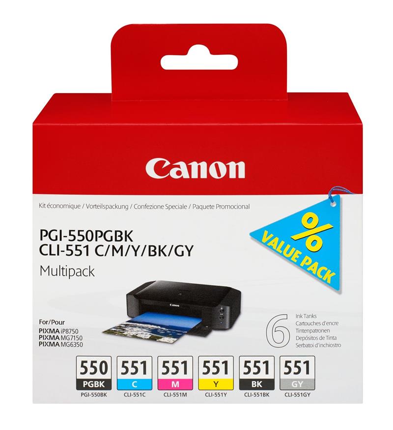 Canon 6496B005 inktcartridge 6 stuk(s) Origineel Foto zwart, Foto cyaan, Foto grijs, Foto magenta, Zwart, Fotogeel