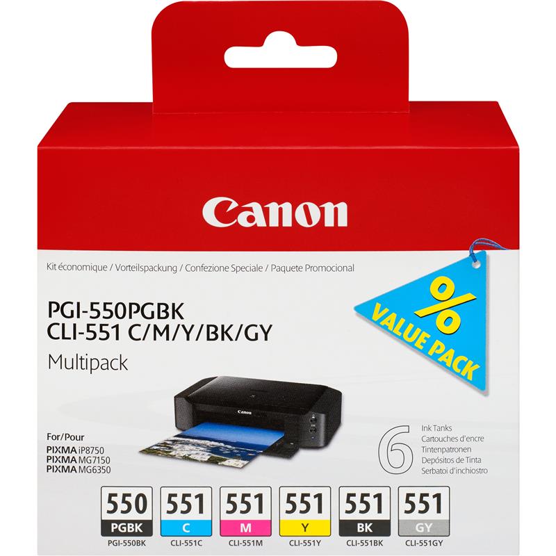 Canon 6496B005 inktcartridge 6 stuk(s) Origineel Foto zwart, Foto cyaan, Foto grijs, Foto magenta, Zwart, Fotogeel