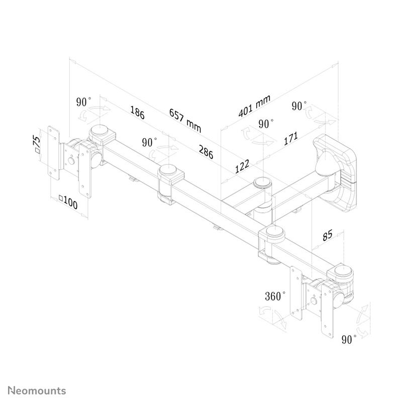 Neomounts tv/monitor wandsteun