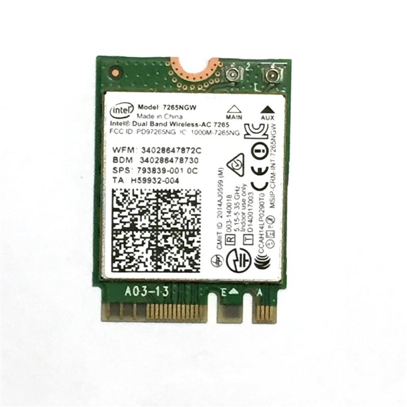 Intel 7265.NGWG.W netwerkkaart & -adapter WLAN / Bluetooth 867 Mbit/s Intern