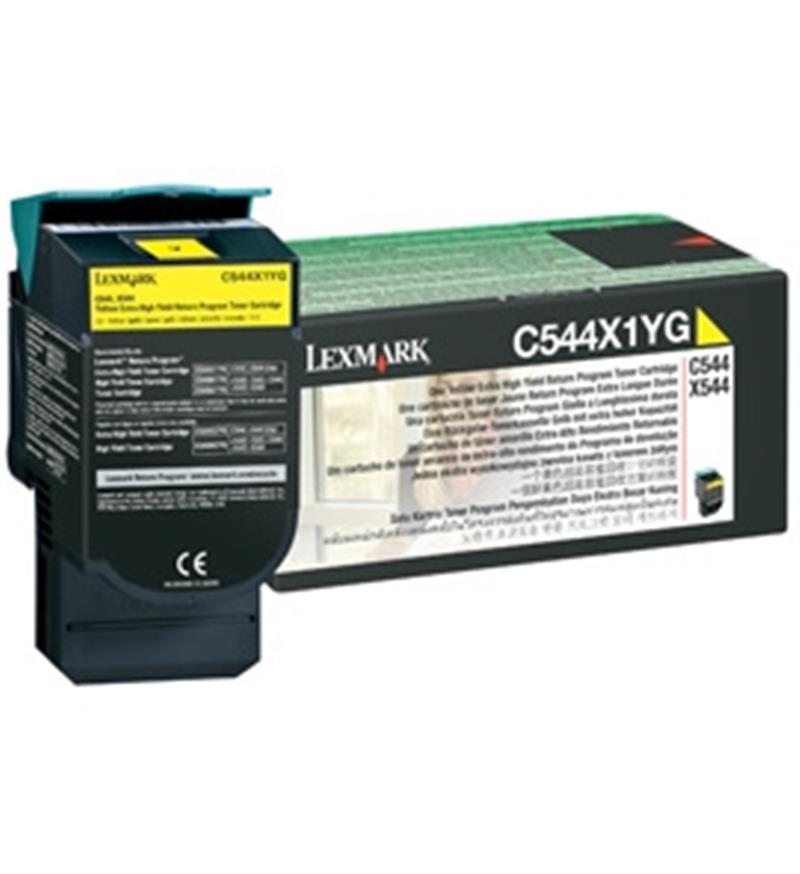 Lexmark C544, C546, X544, X546 4K gele retourpr. cartr.