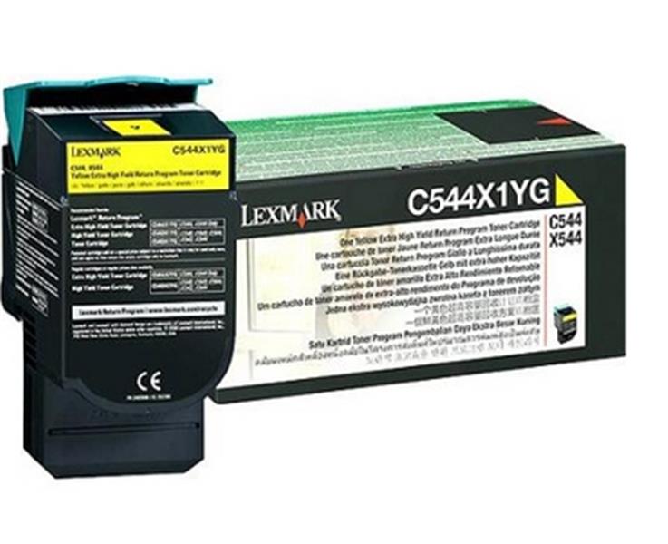 Lexmark C544, C546, X544, X546 4K gele retourpr. cartr.