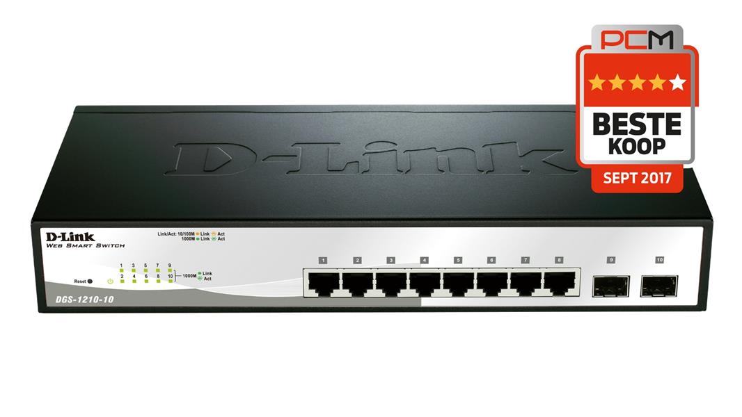 D-Link DGS-1210-10 Managed L2 Gigabit Ethernet (10/100/1000) 1U Zwart, Grijs