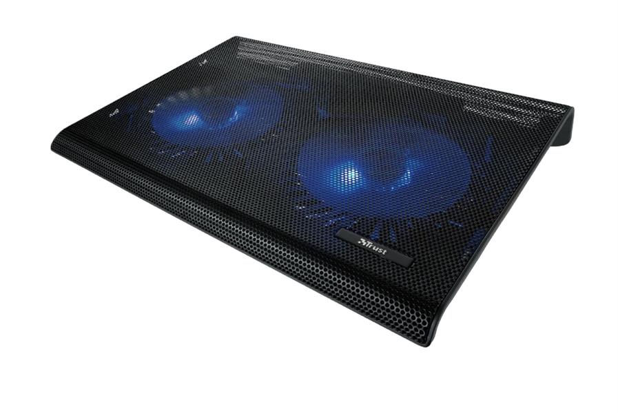 Trust Azul | Laptop Cooling Stand | 2 Ventilatoren | USB-voeding | Blauw Verlicht | max 17.3 inch