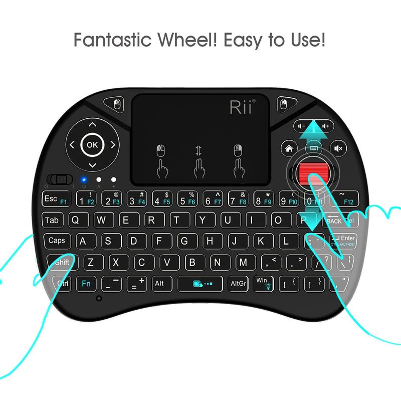 Rii X8 2 4GHz Mini Wireless Keyboard with Touchpad Mouse Combo LED Backlit Rechargable Li-ion Battery