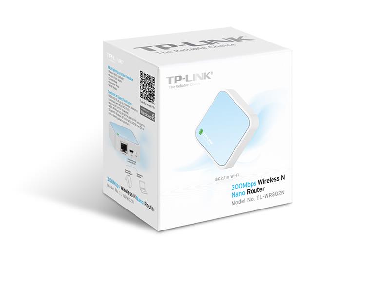 TP-LINK TL-WR802N draadloze router Single-band (2.4 GHz) Fast Ethernet Blauw, Wit