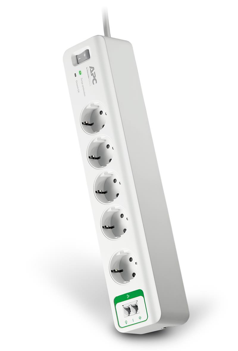 APC Stekkerdoos met overspanningsbeveiliging 5x stopcontact + Telefoon