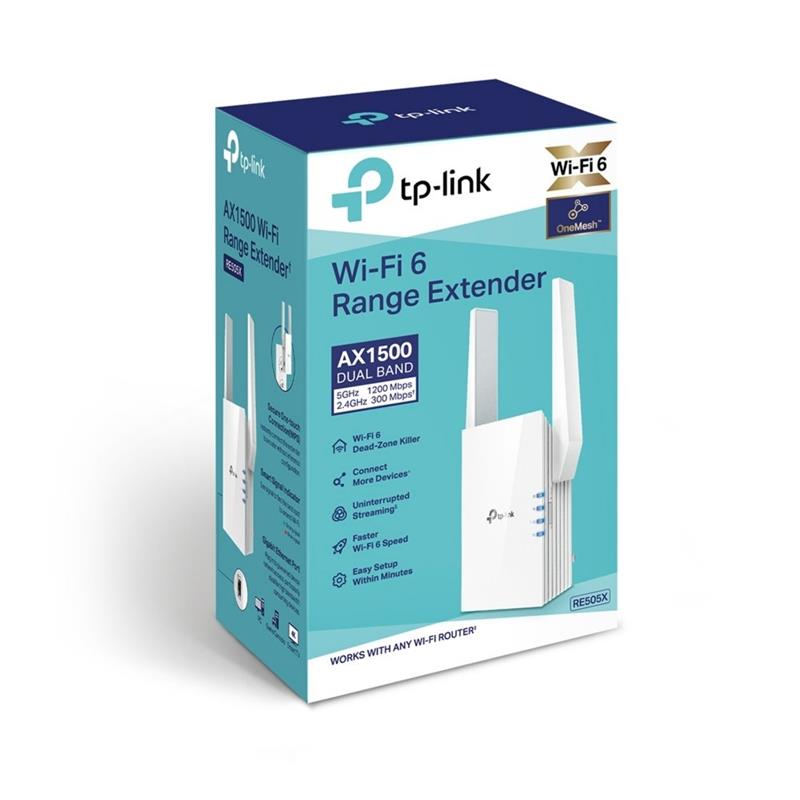 TP-LINK RE505X Netwerkzender & -ontvanger 10,100,1000 Mbit/s Wit