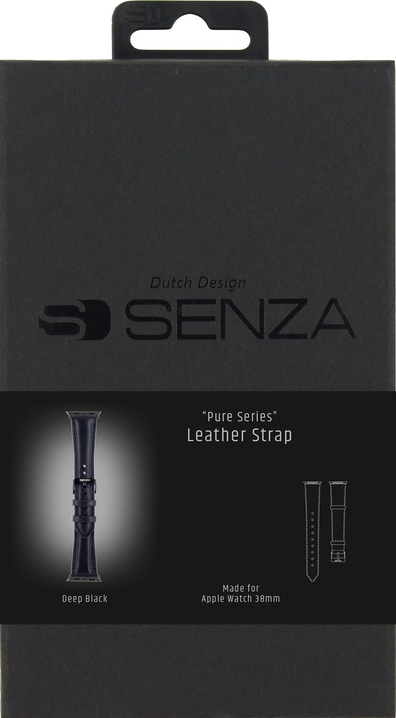 Senza Pure Leather Strap Apple Watch 38mm Deep Black