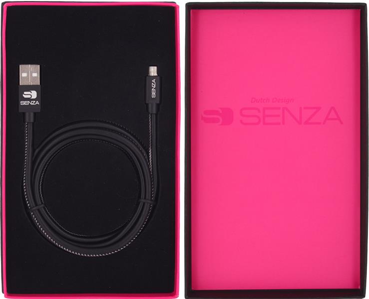 Senza Premium Leather Charge Sync Cable Micro USB 1 5m 12W Black