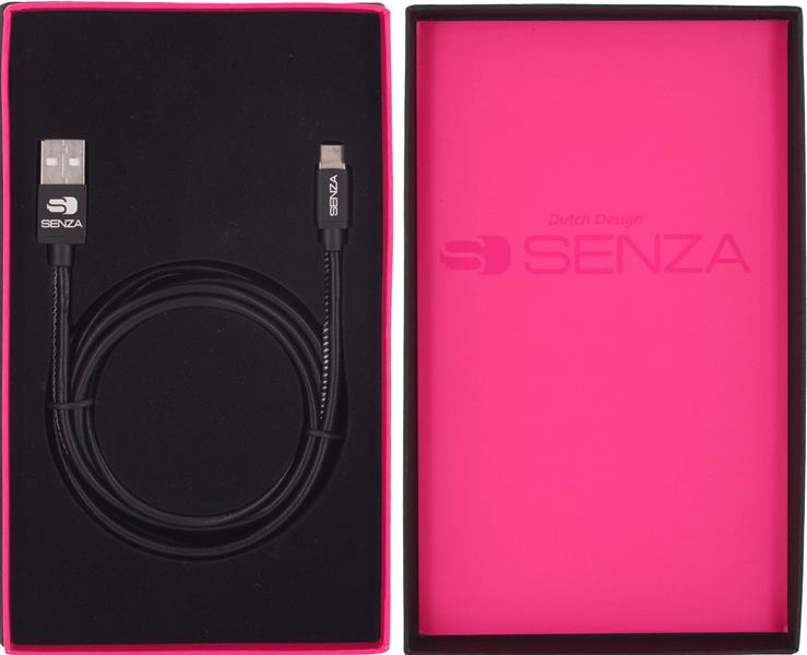 Senza Premium Leather Charge Sync Cable USB-C 1 5m 15W Black