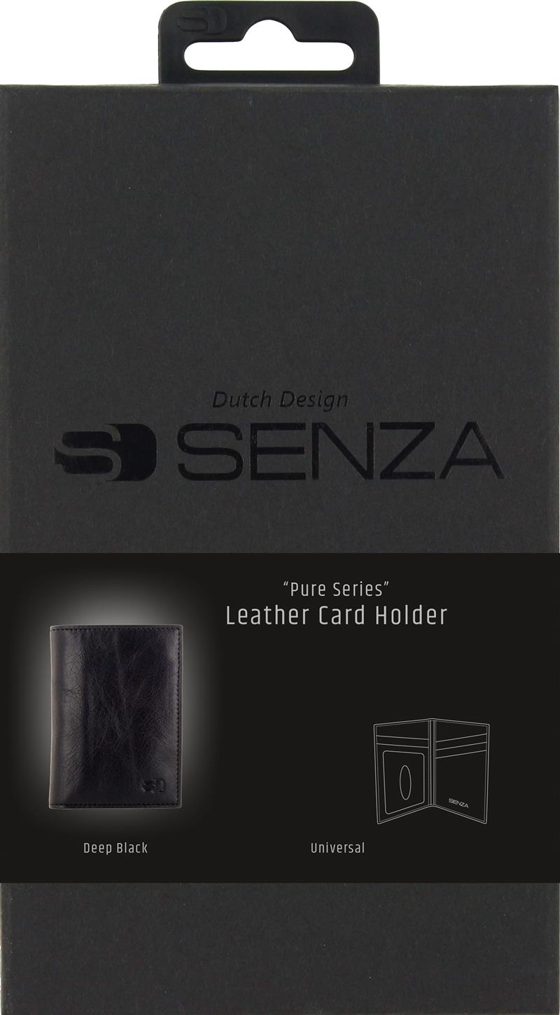 Senza Pure Leather Card Holder Deep Black