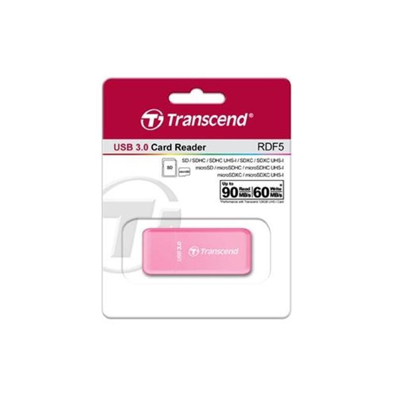 Transcend PDF5 Card Reader USB3 0 SD microSD SDHC SDXC UHS-I LED Roze