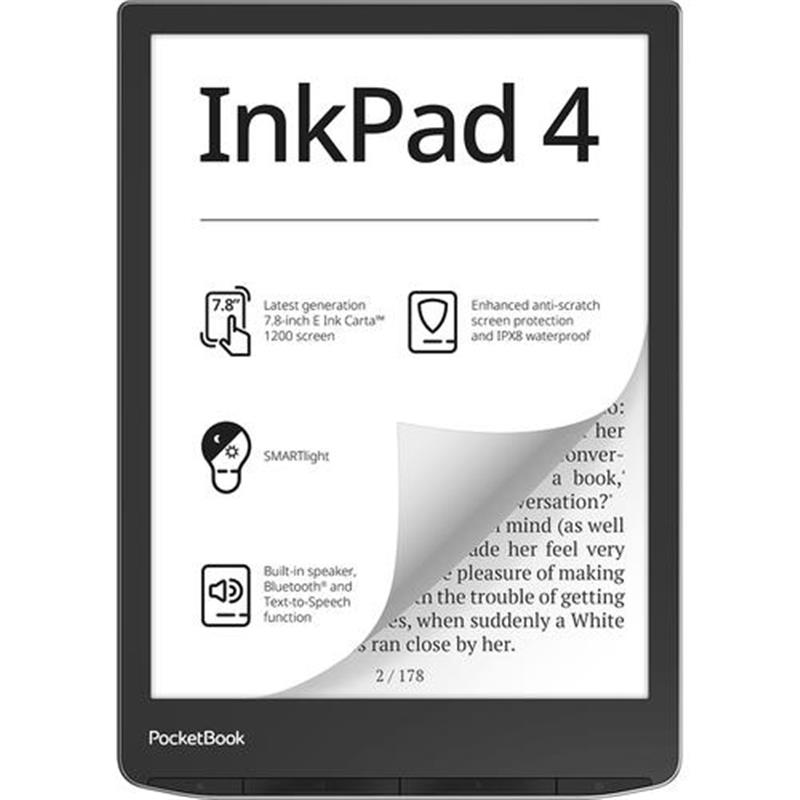PocketBook InkPad 4 e-book reader Touchscreen 32 GB Wifi Zwart Zilver